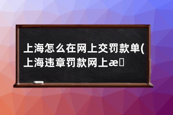 上海怎么在网上交罚款单(上海违章罚款网上怎么交)