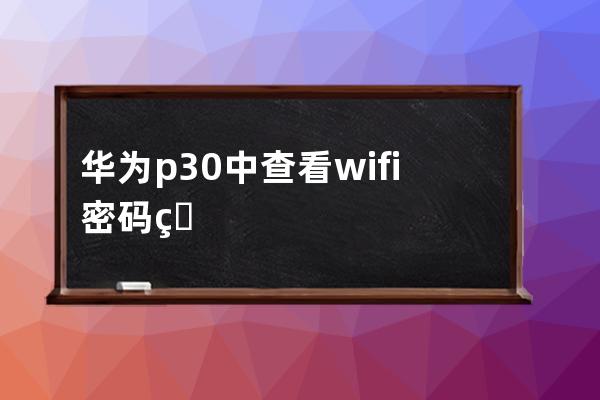 华为p30中查看wifi密码的具体操作步骤是什么